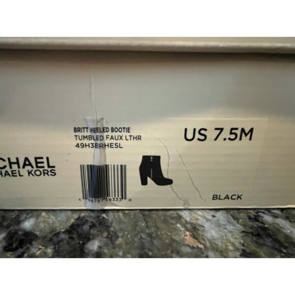 MICHAEL KORS BRITT HEELED BOOT IN BLACK TUMBLED LEATHER SZ 7.5 $255 MSRP - Picture 10 of 10